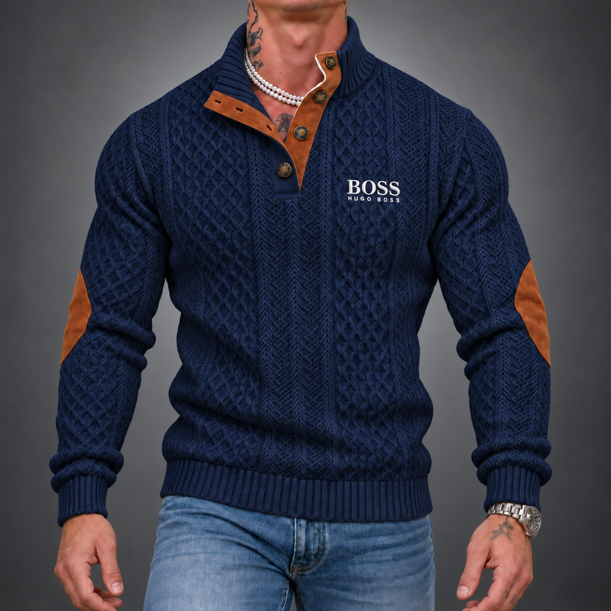 Men's Textured Button-Neck Sweater – view 8