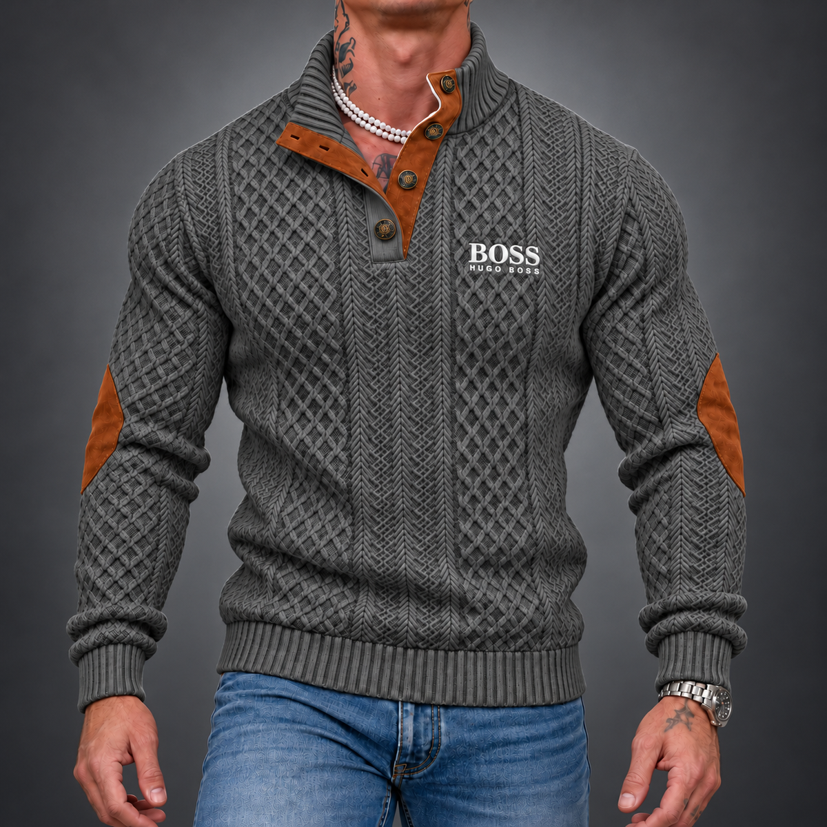 Men's Textured Button-Neck Sweater – view 10