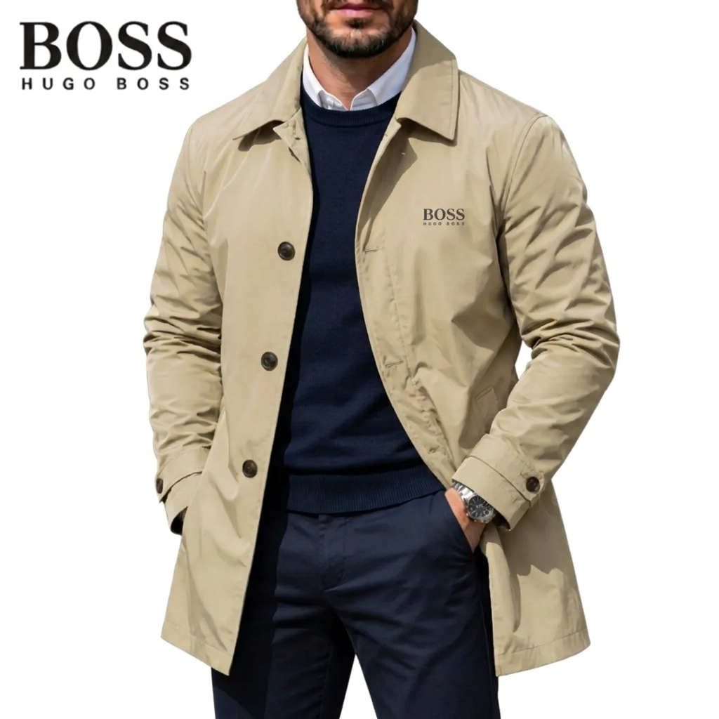 Men's Button-Front Collared Coat – Khaki