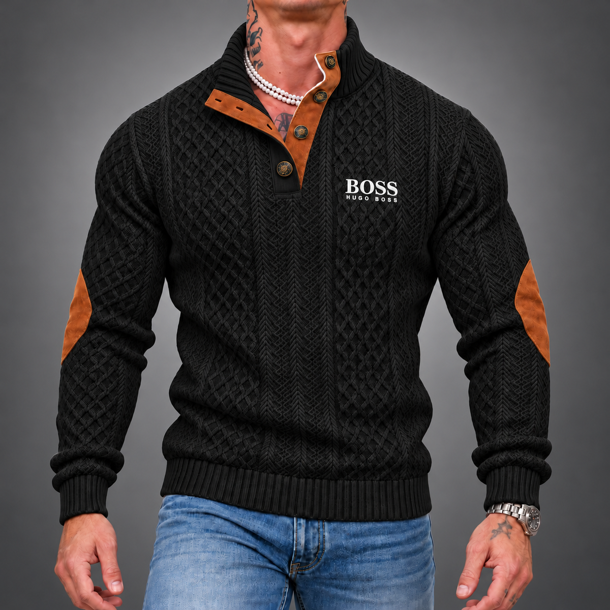 Men's Textured Button-Neck Sweater – view 6
