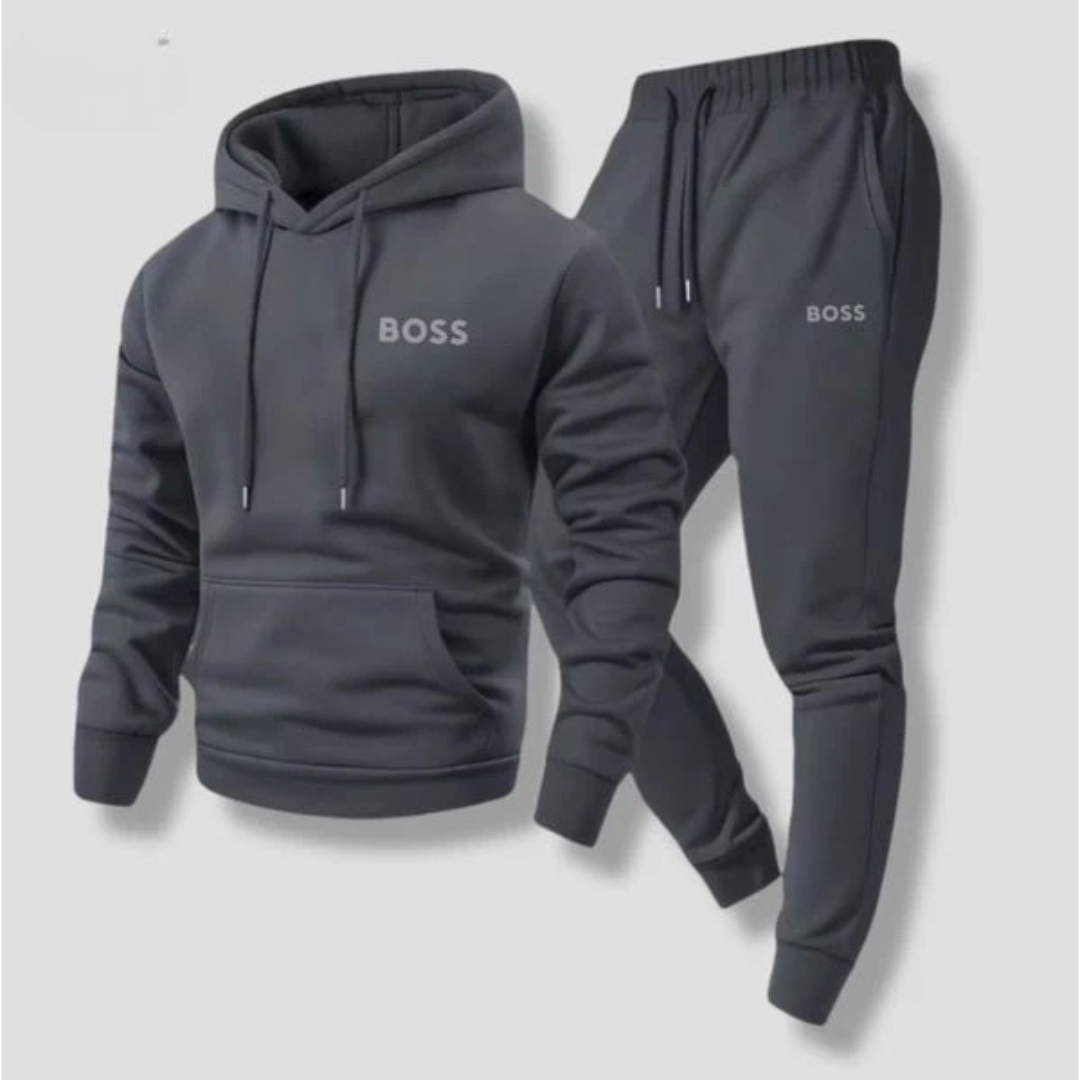 Hoodie & Jogger Tracksuit Set – Light Gray