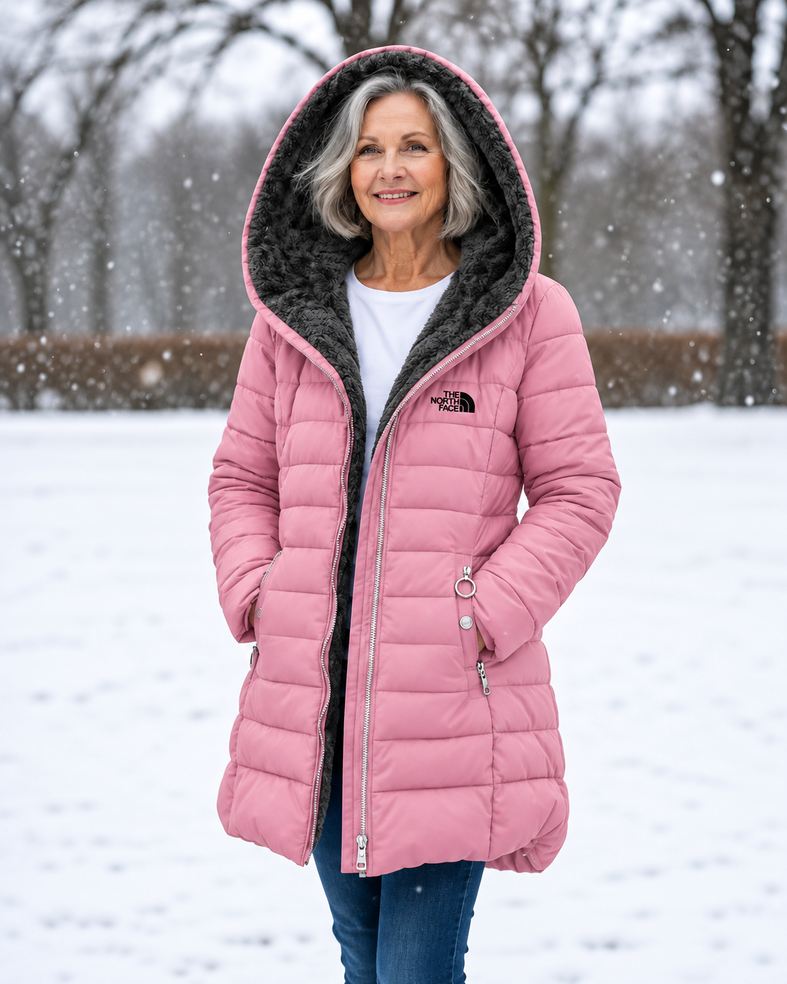 Fleece Lined Quilted Coat – Rose
