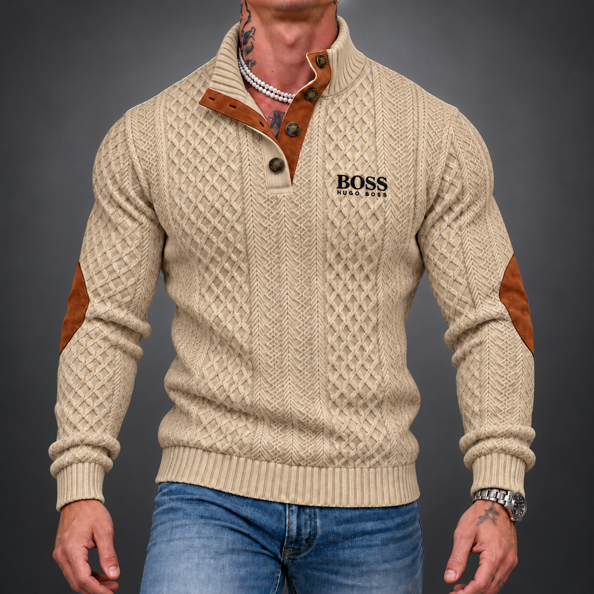 Men's Textured Button-Neck Sweater – view 4