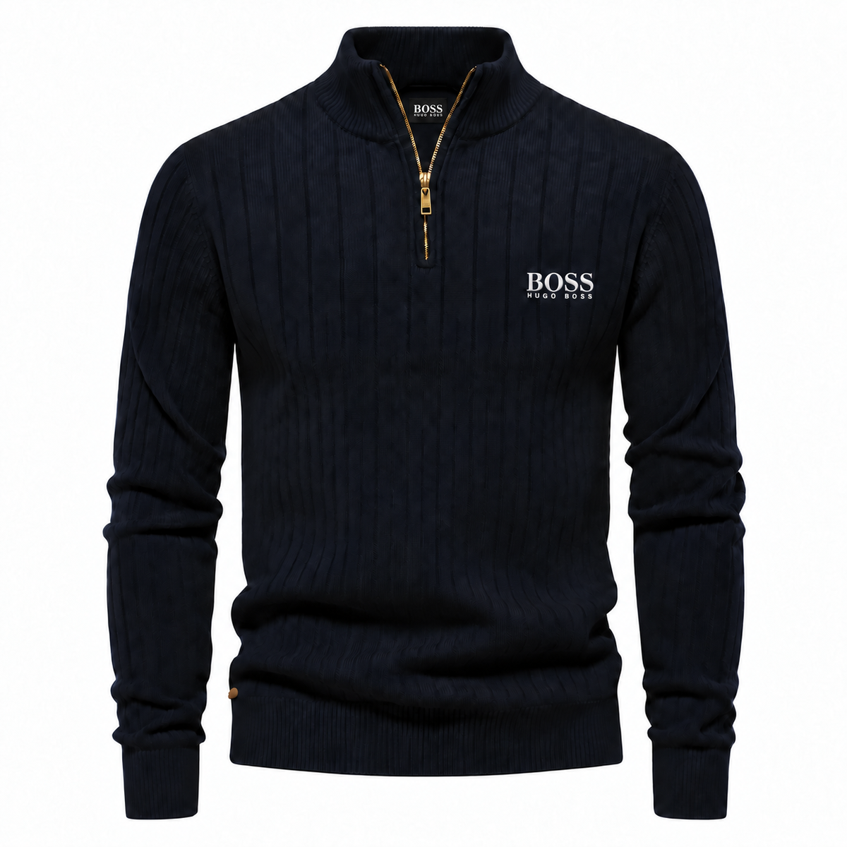 Classic Quarter-Zip Sweater – Navy Blue
