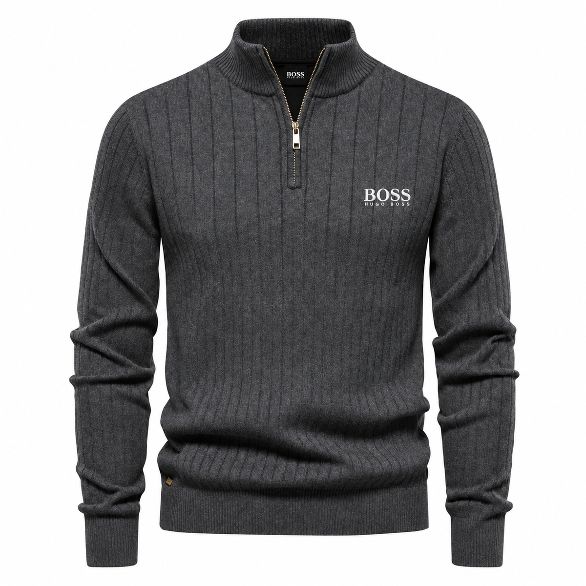 Classic Quarter-Zip Sweater – Grey