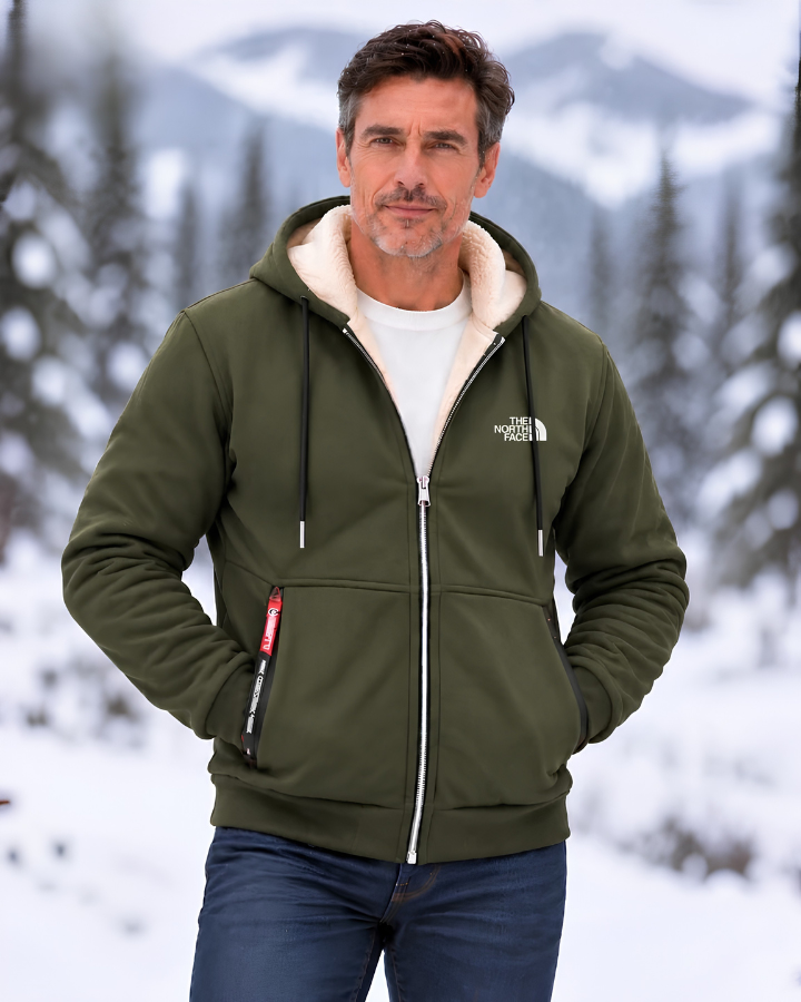 Contrast-Lined Hooded Jacket – Army Green