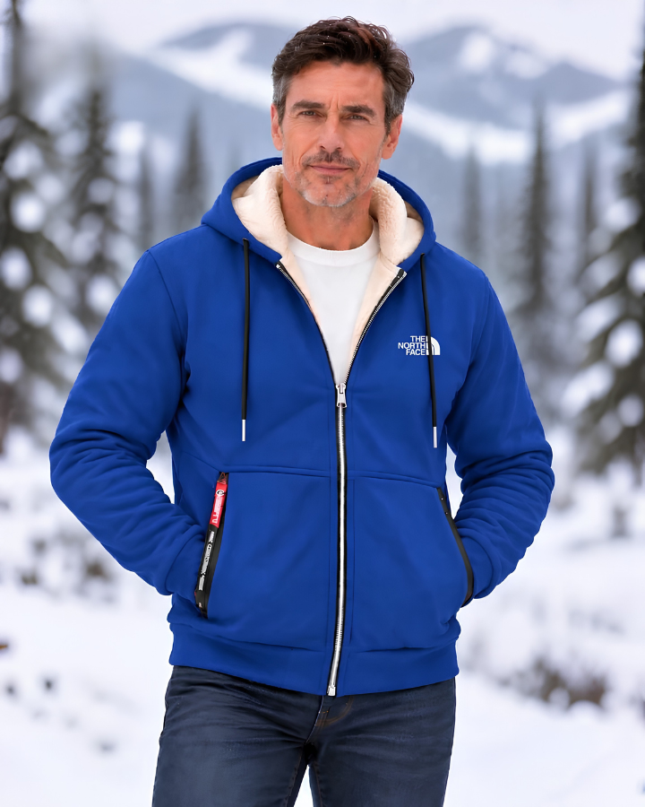 Contrast-Lined Hooded Jacket – Royal Blue