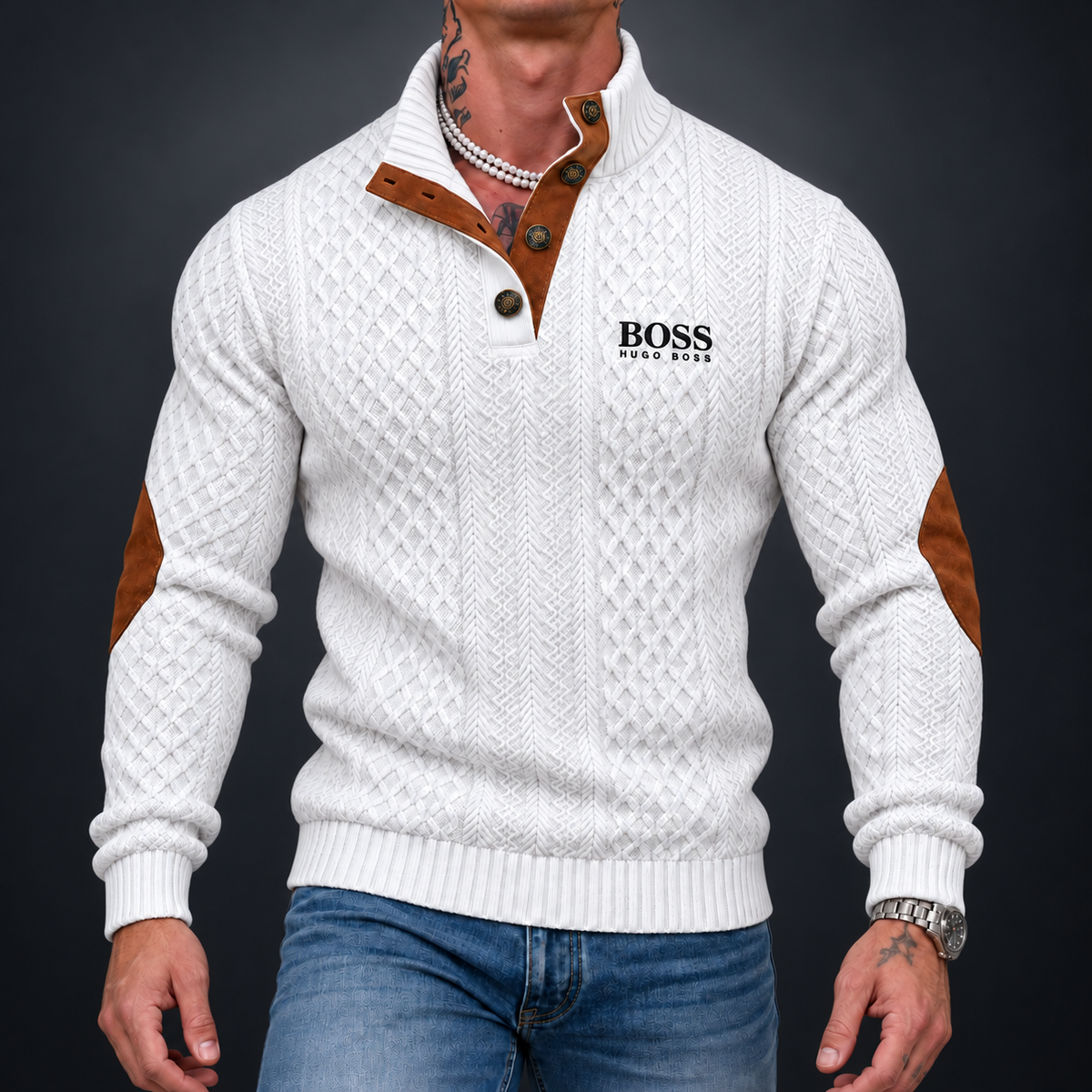 Men's Textured Button-Neck Sweater – view 2