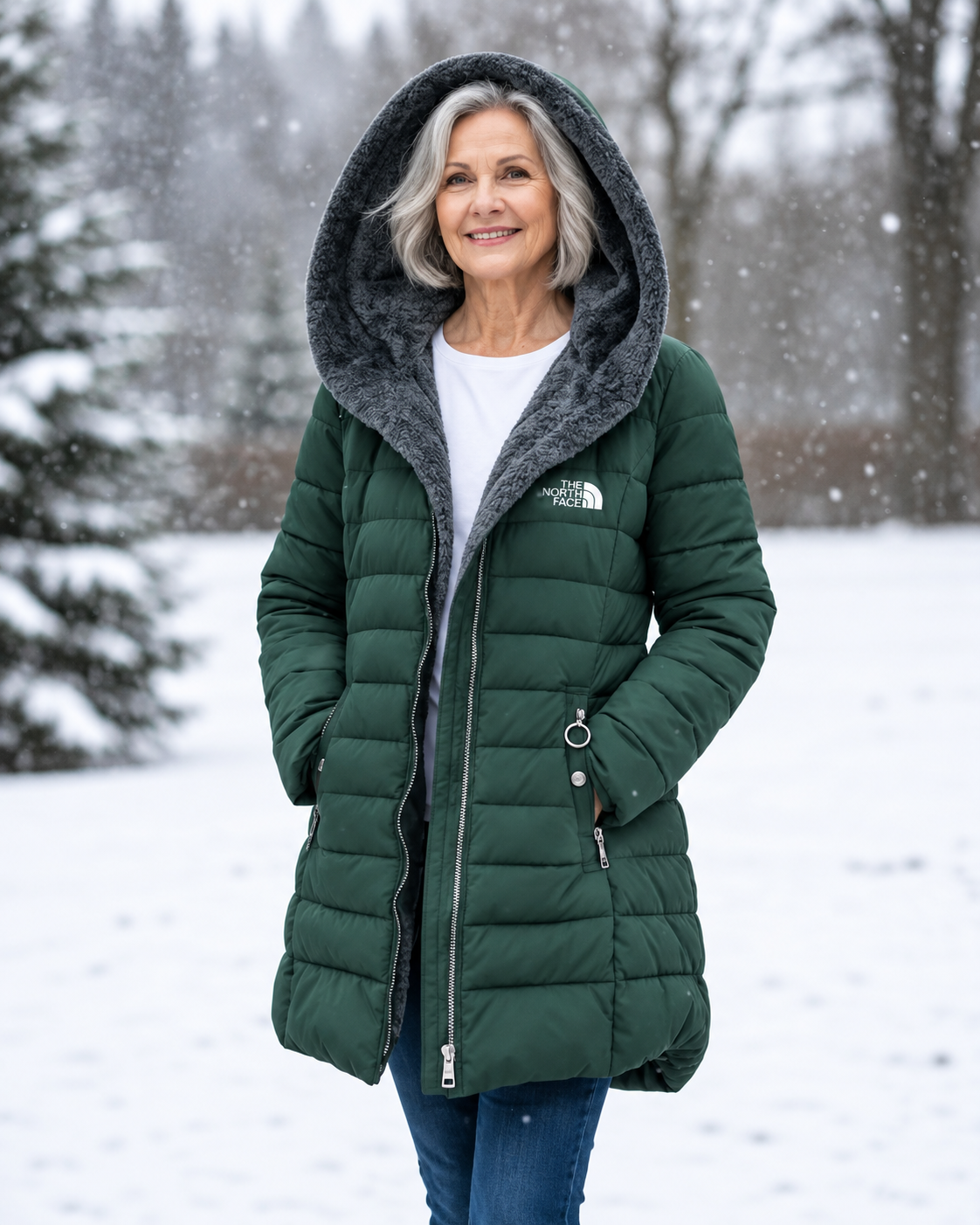 Fleece Lined Quilted Coat – Dark Green