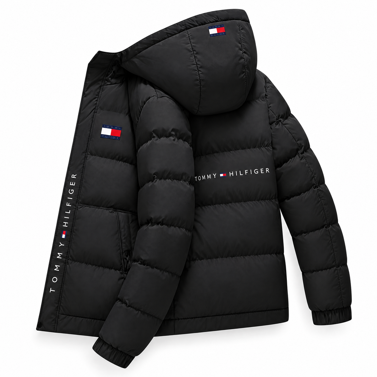 Men’s Hooded Quilted Puffer Jacket – Black